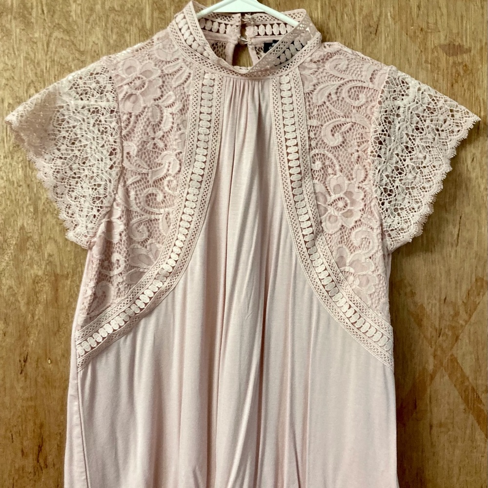 Beautiful soft pink cable & gauge blouse lace over lay worn once